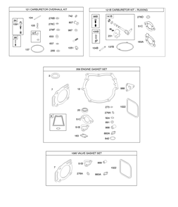Carburetor Overhaul Kit, Engine/Valve Gasket Sets Diagram and Parts List for 305777-0132-B5 200000 - 399999 Briggs and Stratton Engine